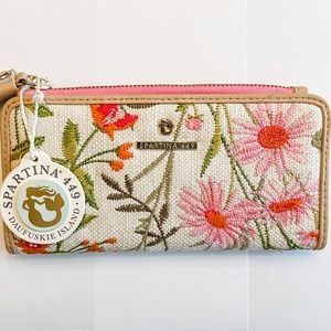 SPARTINA 449 Tassel Snap Wallet Audubon Wildflower NEW NWT Pink and Beige Floral